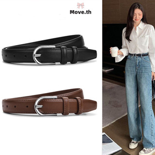 พร้อมส่ง✨- เข็มขัดหนัง รุ่นคลาสสิกสายเส้นเล็ก หัวเข็มขัดสีเง…