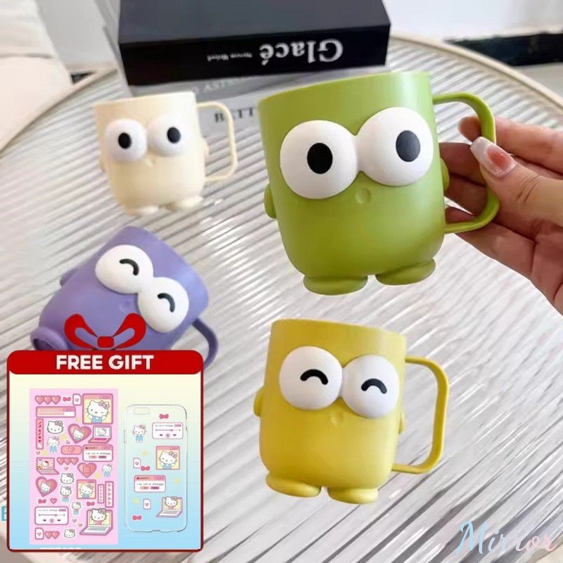 [ของขวัญฟรี] ถ้วยแปรงสีฟันพลาสติกหนา ตาโตน่ารัก พร้อมด้ามจับ ถ้วยน้ำยาบ้วนปากสำหรับนักเรียน M
