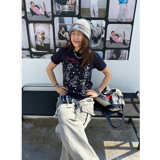 「งานเกรดพรีเมียม งานเกรด A」by Tee เสื้อเข้ารูป แขนสั้น Y2K สไตล์เกาหลี ใส่เที่ยว L69