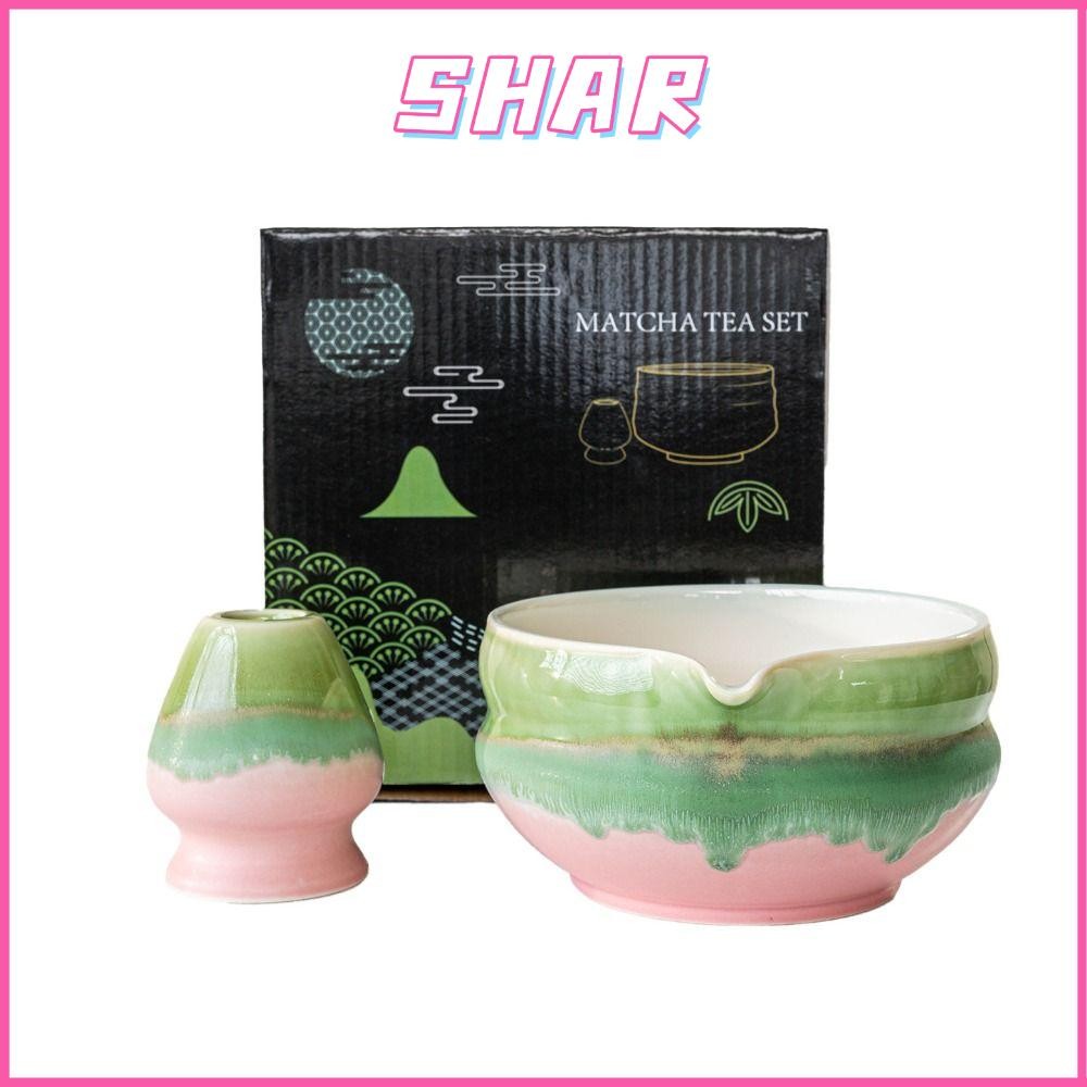 SHAR Matcha Whisk Holder, ชามมัทฉะหลากสีแบบใช้ซ้ําได้, เซรามิกพร้อม Spout Matcha Making Kit คนรักชา