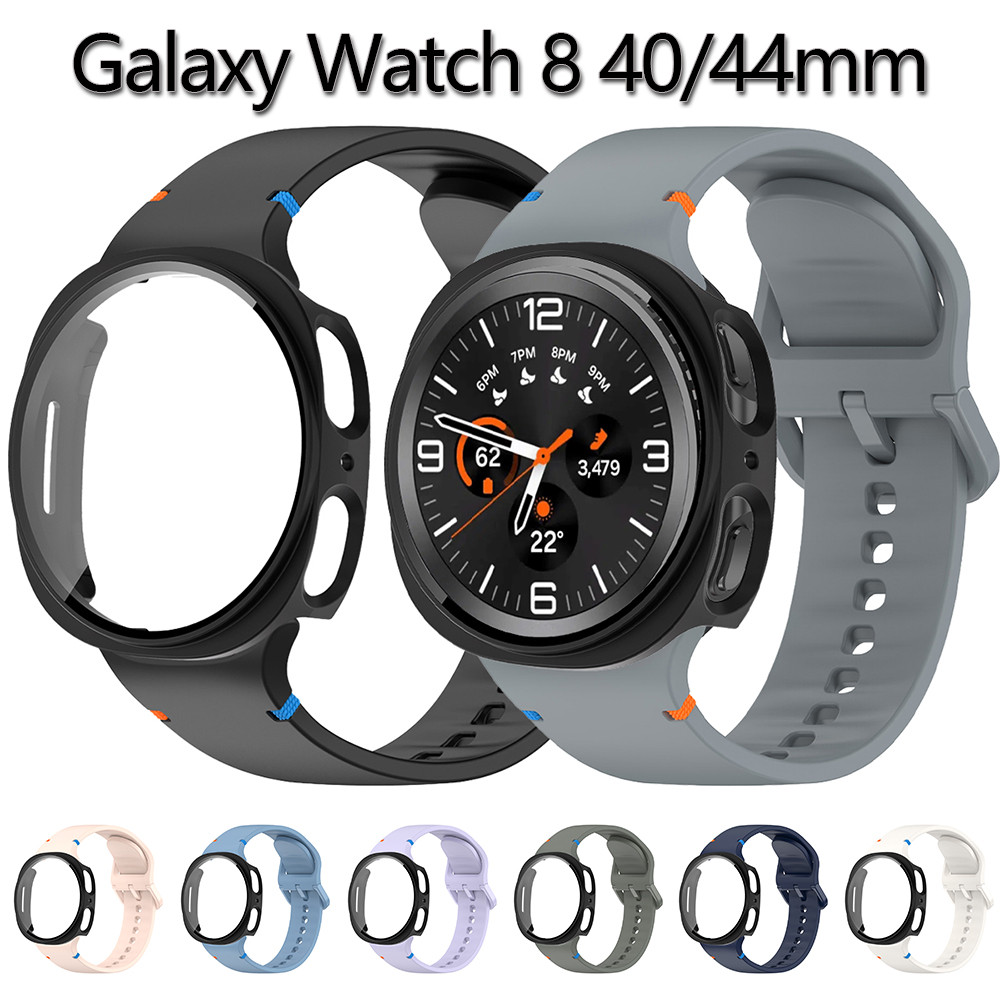 กรณี + สายซิลิโคนสําหรับ Samxung Galaxy Watch 8 40 มม.44 มม.นาฬิกาสมาร์ทสร้อยข้อมือ WristBand PC Protector Watch8 ฝาครอบ