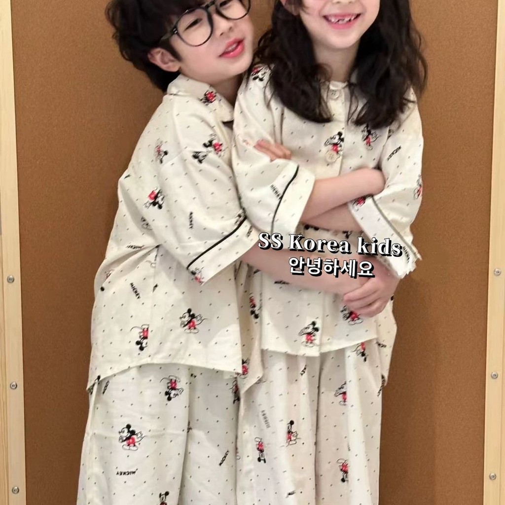 สาวชุดแขนสั้นฤดูร้อนสไตล์ใหม่แฟชั่นเกาหลีรุ่นปกการ์ตูนมิกกี้พิมพ์เสื้อโปโลด้านบนกางเกงสบายๆสบาย ชุดบ้าน ชุดสองชิ้น - รูปที่ 6