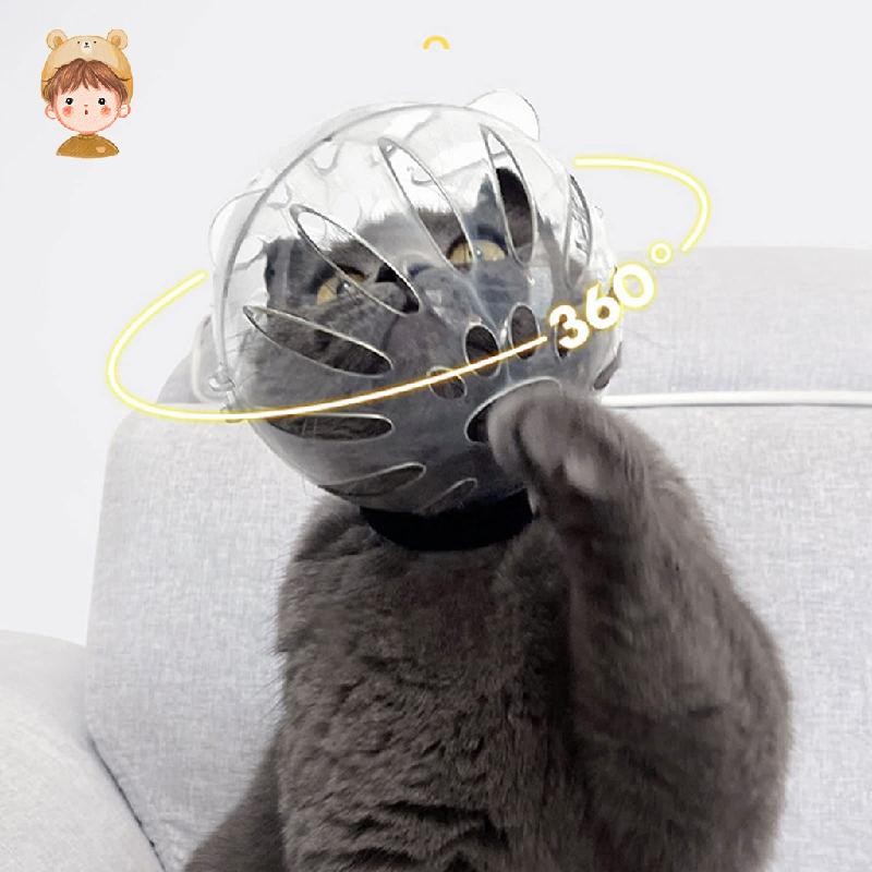Cat Muzzle และ Boots Set Adjustable Kitty Transparent Muzzle ป้องกันแมวกัด Chewing Breathable Cat ปร
