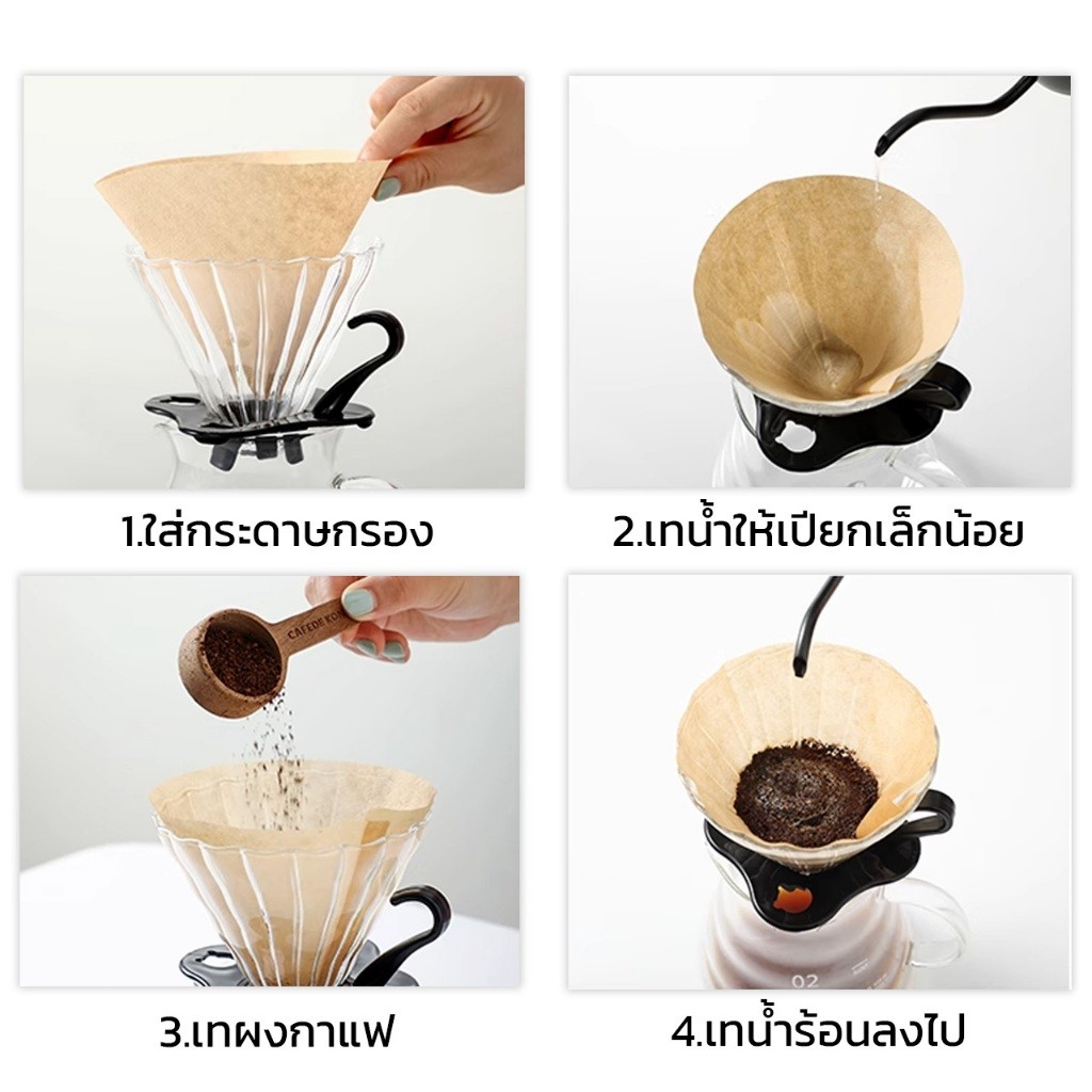 Alechaung กระดาษกรองกาแฟดริป กระดาษกรองกาแฟ coffee filter paper 100แผ่น แบบหนา ฟิลเตอร์กรองกาแฟ - รูปที่ 5