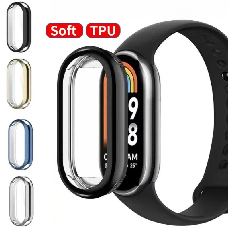ซิลิโคนอ่อนนุ่มTPUสําหรับXiaomi Mi Band 9 Smartwatchป้องกันหน้าจอกรอบกันชนสําหรับXiaomi Mi Band 8 Mi