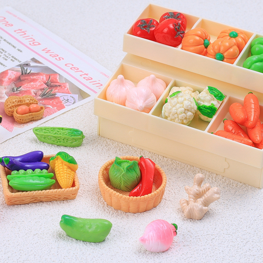 สร้างสรรค์จําลองอาหารที่สมจริงของเล่นผักมินิบ้านตุ๊กตาภูมิทัศน์มอสไมโครภูมิทัศน์การจัดสวนตกแต่ง ทําเอง กระถางเครื่องประดับ