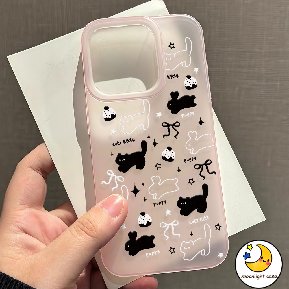 GOOD เคสมีน้ำค้างแข็ง TPU ลูกแมว เค้ก กระต่ายตัวเล็ก ๆ น่ารัก สําหรับIPhone16 15 13 14 12 11 7 8plusProPromax X XR XS