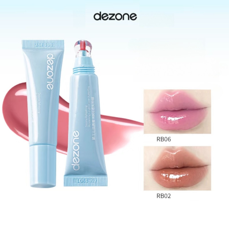 DEZONE ลิปกลอสให้ความชุ่มชื้น ลิปกลอสน้ำ ลิปสติกสีนู้ด ลิปกลอสแก้วใสคริสตัล