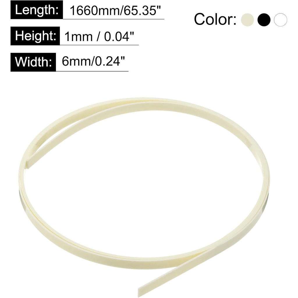 MOCCANIXITY 3 ชิ้นพลาสติก Binding Purfling Strip 1660x6x1 มม.กีตาร์ Binding Edge Trim สําหรับอะคูสติ