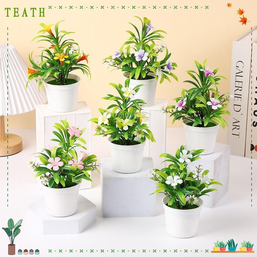 ชาธ ดอกไม้จําลองกระถาง,อุปกรณ์ประกอบฉากภาพพลาสติกผักบุ้งพืชกระถางเทียม,เหมือนจริงหลากสีธรรมชาติสง่างามเทียมบอนไซพรรคซัพพลาย