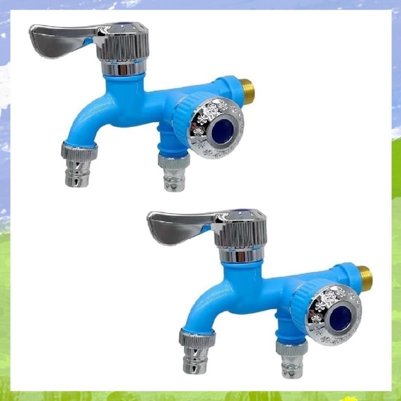 2PCS 2 Way Faucet Faucet Splitter Garden Hose Splitter Water Spirgot Splitter, Outdoor Double Taps W
