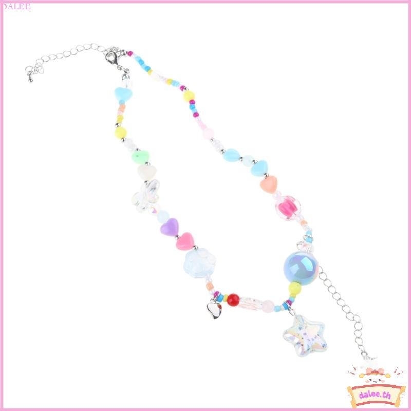 Bohemian Beaded Necklace Summer Resin Heart Star Necklace Hawaii Beach Necklace