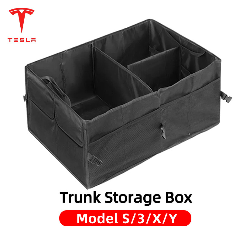 🚚จัดส่งจากไทย🚚กล่องเก็บของในรถ กล่องพับเก็บของ Tesla Model S 3 X Y หนาขึ้น+พับได้ กล่องเก็บของหลังรถ