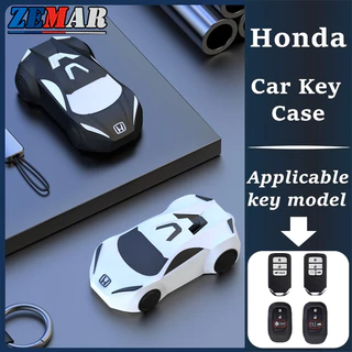 Honda ซิลิโคน เชลล์กุญแจรถ กรณีกุญแจ การออกแบบรถกีฬาครอบคลุมกุญแจ ป้องกันกรณีสมาร์ท อุปกรณ์เสริมแฟชั่น Honda Civic 11th 10th gen fe fk fd Fit ge HRV Jazz gk City Hatchback Odyssey CRV BRV WRV Mugen