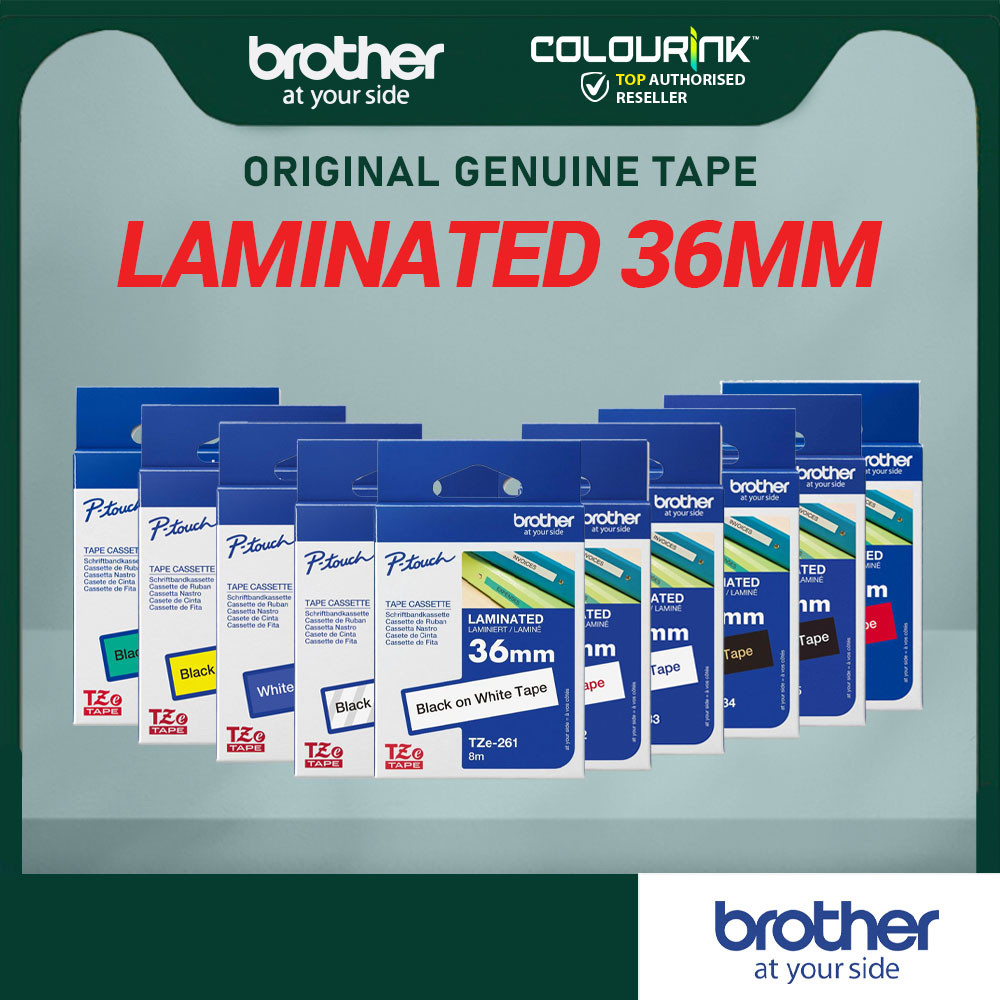 Brother TZe 36 มม. P-Touch เทปสติกเกอร์ลามิเนต PT-P900W PT-P950NW PT-E850TKW PT-E550WVP