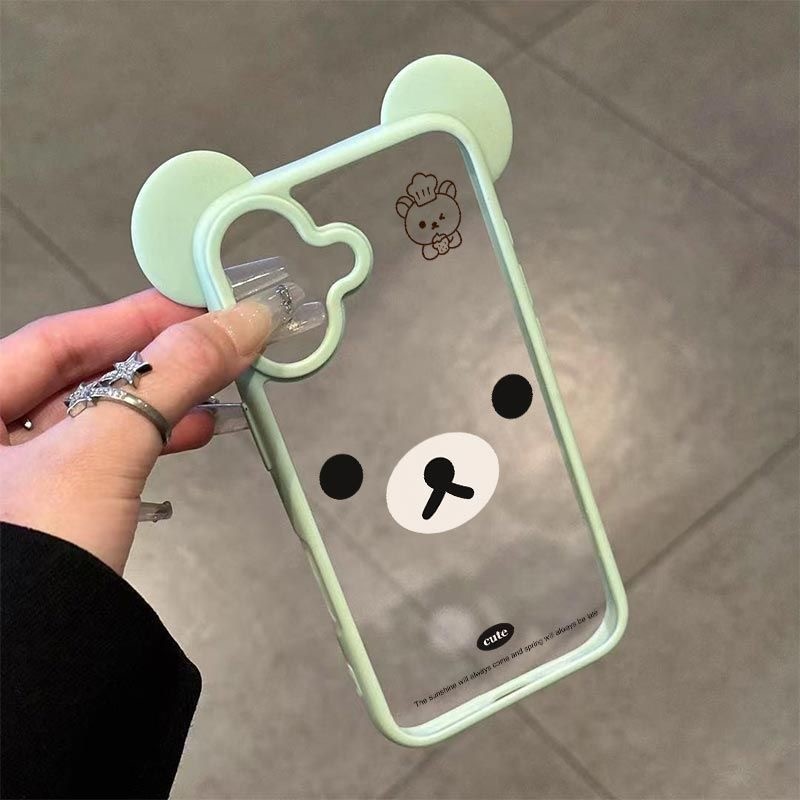 น่ารักการ์ตูน Cook Bear 3D Mickey หูอะคริลิคใสเคสโทรศัพท์สําหรับ iPhone 16Promax 16Pro 15Promax 15Pus 12 13 14 Pro Max กันกระแทกผู้หญิงฝาครอบมือถือ - รูปที่ 5
