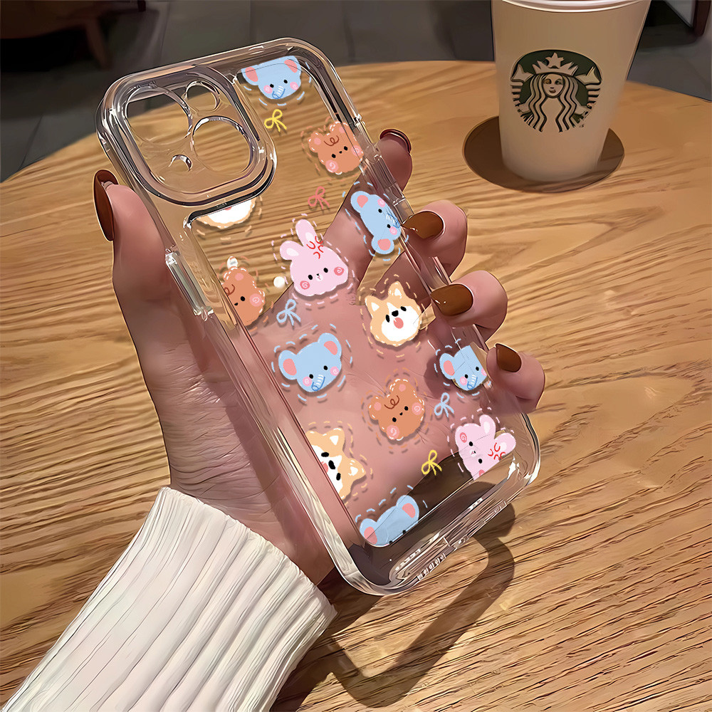 3 In1 น่ารักการ์ตูนสัตว์โปร่งใสสําหรับ Vivo Iq00 Z6x Neo5se Z8x Z9-5g Z9 Turbo Iq00 Z9x Iq00 Z10 13 