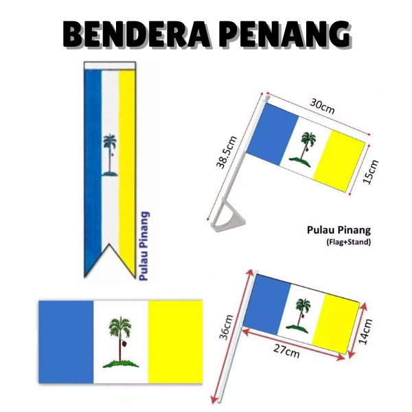 ShopWithJoyBendera Penang Hand Flag / Spring Flag / Car Flag / Bunting Bunch Flag Pulau Pinang / 2x4