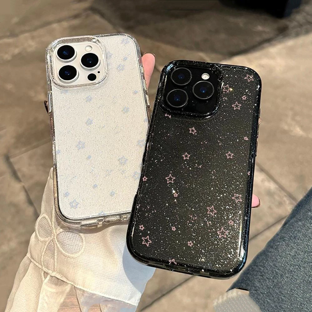 เคส iPhone 17 16 Pro Max iPhone 11 เคสใสแบบแวววาว TPUนุ่มสีสันสดใส ดาวห้าแฉกสีสันสดใส Compatible iPhone15 Pro max 14 13 thumbnail 3