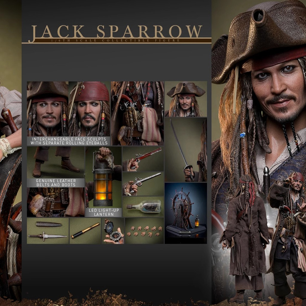 สินค้าพร้อมส่งใหม่ล่าสุด HOTTOYS HT DX37 1/6 Pirates of the Caribbean 5 Captain Jack Rubber Hair Reg