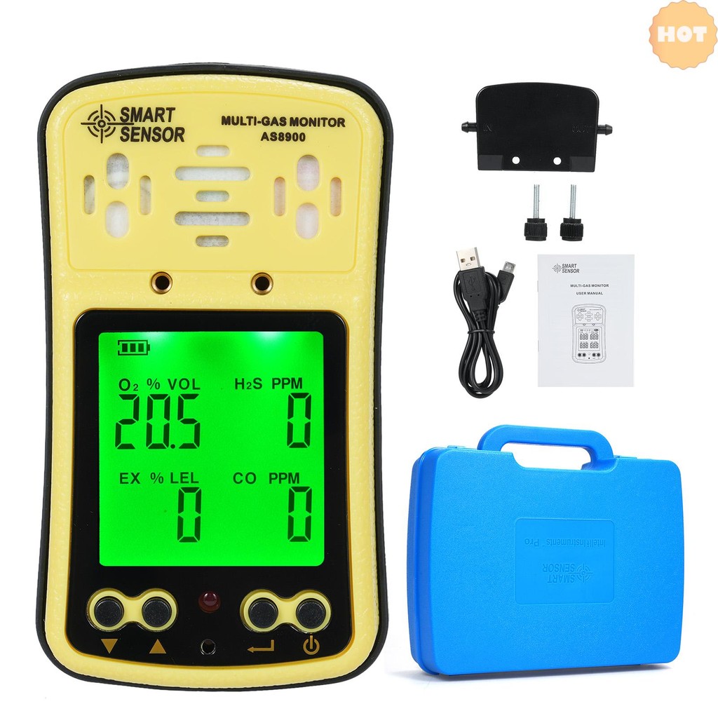 [2025 ใหม่] SMART SENSOR AS8900 4 in 1 เครื่องวิเคราะห์เครื่องตรวจจับก๊าซที่สามารถเคลื่อนย้ายได้ Han