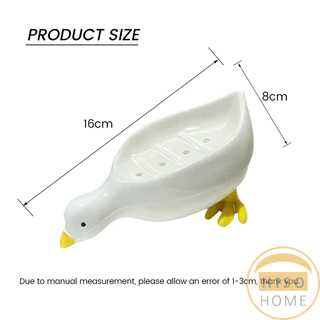 Hiso ที่วางสบู่ รูปทรงน้องเป็ด ระบายน้ําได้ ของใช้ในห้องน้ำ สีเหลือง สีขาว Soap dish