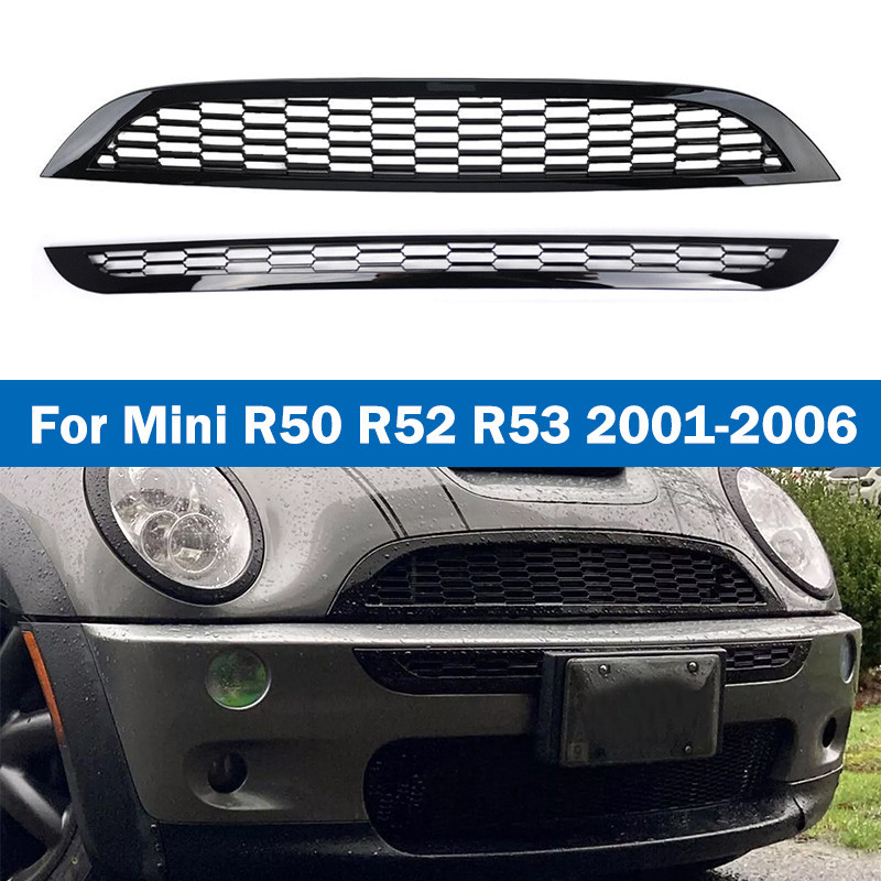 2 ชิ้นกระจังหน้าบนล่างสําหรับ Mini R50 Cooper, One, One D, R53 Cooper S 2001-2006 51137026202 ฝาครอบตัดตาข่ายรังผึ้ง