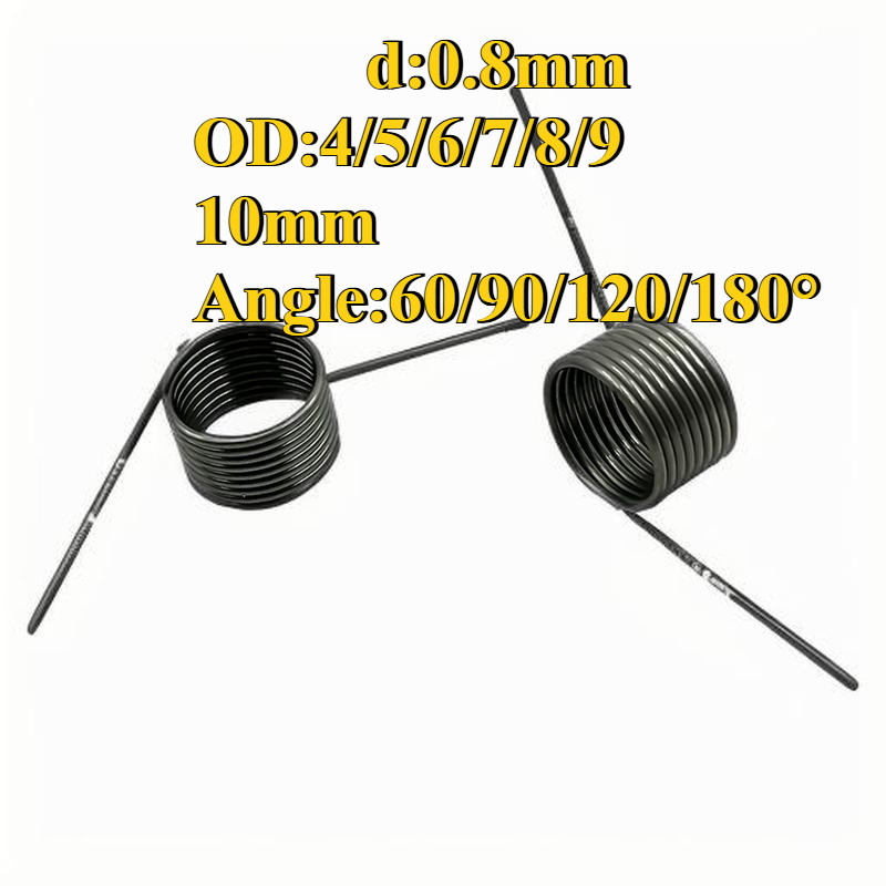 10pcs d0.8mm OD4/5/6/7/8/9/10mm V-shaped spiral torsion สปริงมุม 60/90/120/180 องศา(HJC-XDT-MY)