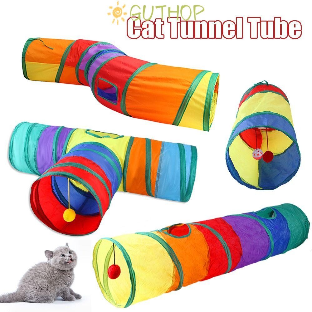 GUTHOP Cat Tunnel Tube แบบพกพาสัตว์เล็กกระดิ่งเล็กอุปกรณ์สัตว์เลี้ยง