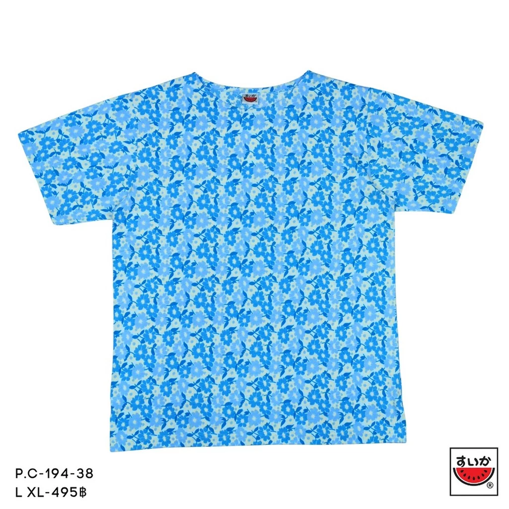 เสื้อแตงโม SUIKA ผ้ายืดคอปาดแขนสั้น ลายดอกไม้ P.C-194 thumbnail 4