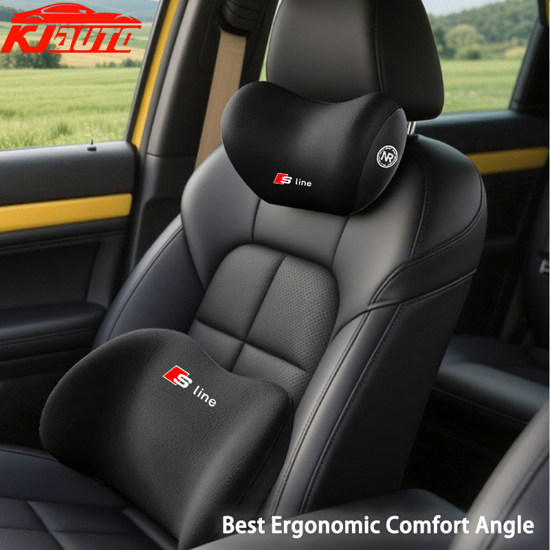 หน่วยความจําโฟมรถHeadrestเบาะเอวเบาะหลังหมอนเอวรถComfortคอหมอนสําหรับAudi Sline A3 A4 A5 A6 A7 A8 Q2