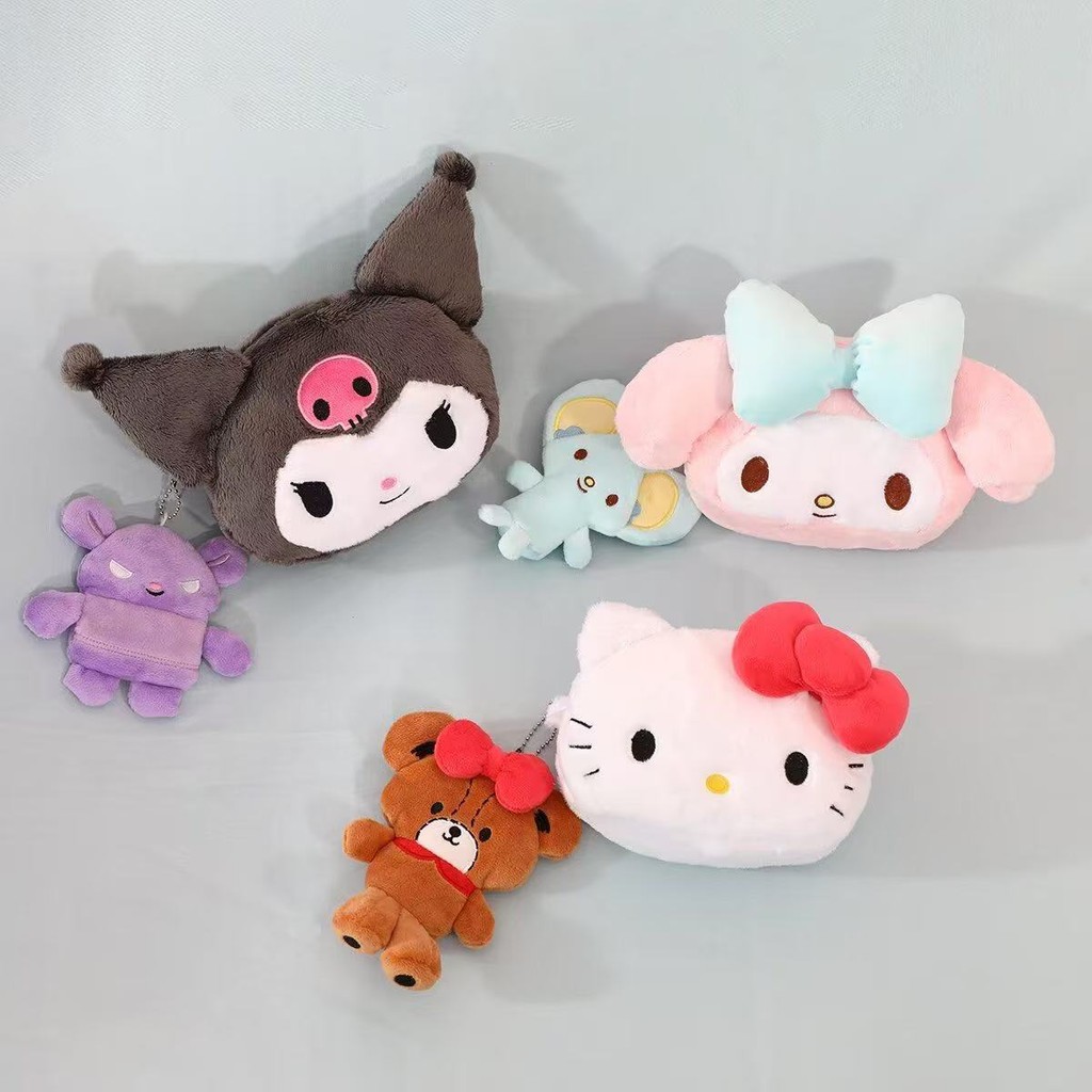 กระเป๋าเครื่องสําอาง My Melody & Kuromi - กระเป๋าตุ๊กตาน่ารักสําหรับแต่งหน้าและเหรียญ