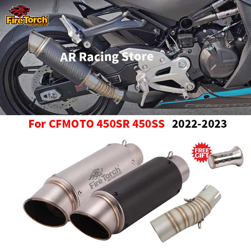 สําหรับ CFMOTO 450SR 450SS 450NK 2022 2023 รถจักรยานยนต์ไอเสียระบบ Mid Link ท่อท่อไอเสีย SC CRT Raci