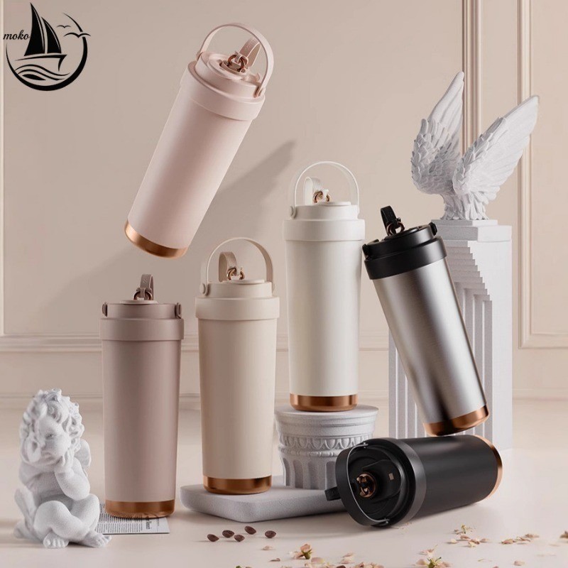 【Moko】แก้วเก็บความร้อน-เย็น Premium 316 สแตนเลส เซรามิก ขนาดใหญ่ 750ml พร้อมหลอดดูด 3 แบบ พกพาสะดวก ใช้ในออฟฟิศและกลางแจ้ง