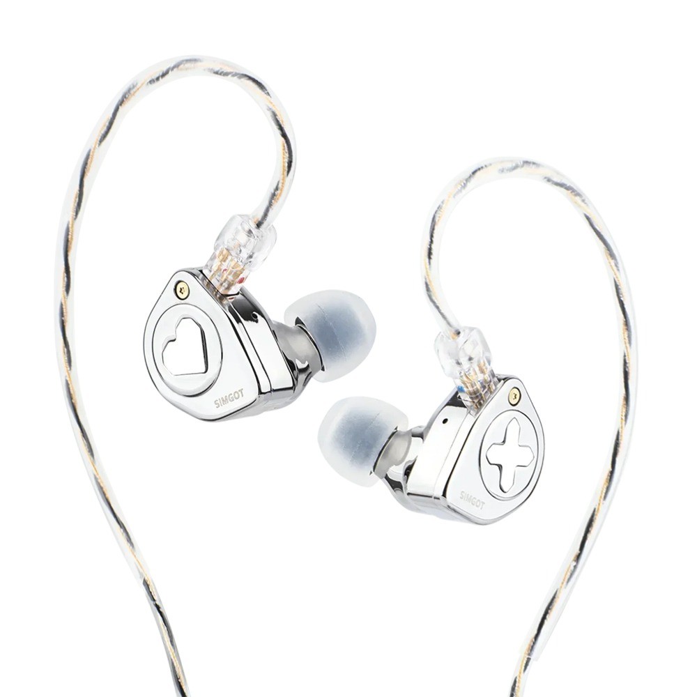 SIMGOT EW300 1DD + 1Planar + 1PZT Hybrid Driver IEM HIFI หูฟังที่ถอดออกได้หัวฉีด Silver-Plated OFC I