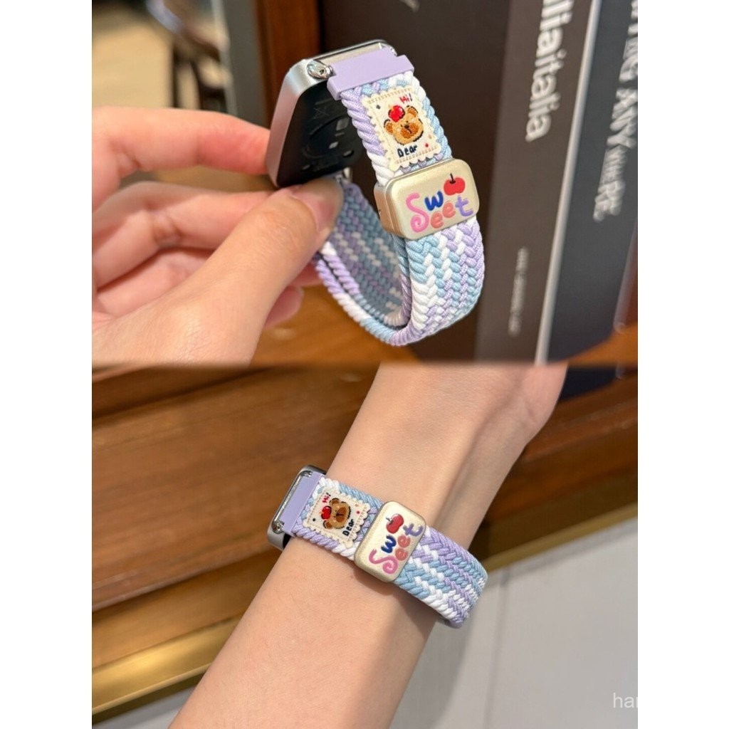 Y2K ฤดูร้อนสไตล์หมีแม่เหล็กสายไนลอน + สําหรับ Huawei band 11 band 10/9/9nfc สร้อยข้อมือสายรัดข้อมือสําหรับ Huawei band 10/9/ 8/8nfc