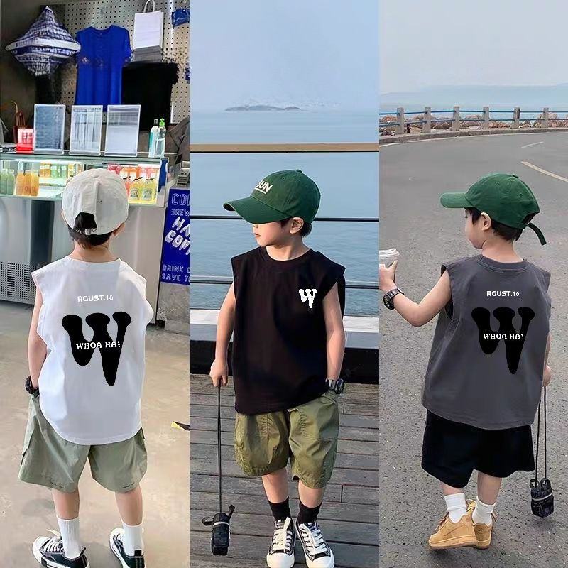 เสื้อยืดแขนกุดสไตล์เกาหลียอดนิยมสำหรับหนุ่มๆ ในฤดูร้อน แบบฟรีไซส์ ใส่สบาย เหมาะสำหรับแฟชันในวันร้อน