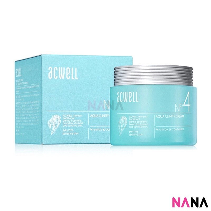 Acwell No4 Aqua Clinity Cream 50ml ครีมบำรุงผิวให้ความชุ่มชื้น ช่วยปลอบประโลมผิวแพ้ง่าย ไม่มีนำ้มัน 