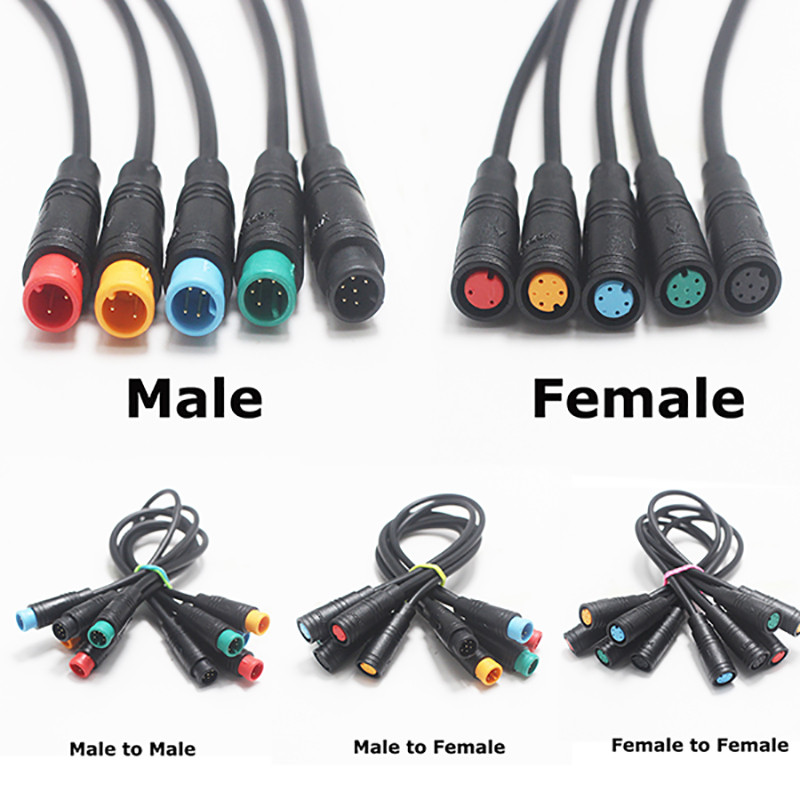 1Pcs 20/100cm M6 male to female Plug Extension Cable 2 3 4 5 6 Pin Electric Bicycle Waterproof for D