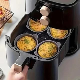 3pcs ซิลิโคน Air Fryer ไข่ Poacher Cupcake ถ้วยเบเกอรี่นํากลับมาใช้ใหม่ Non-Stick Ramekins สําหรับ Air Fryer เตาอบ Air Fryer ซิลิโคนตะกร้า