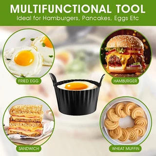 3pcs ซิลิโคน Air Fryer ไข่ Poacher Cupcake ถ้วยเบเกอรี่นํากลับมาใช้ใหม่ Non-Stick Ramekins สําหรับ Air Fryer เตาอบ Air Fryer ซิลิโคนตะกร้า