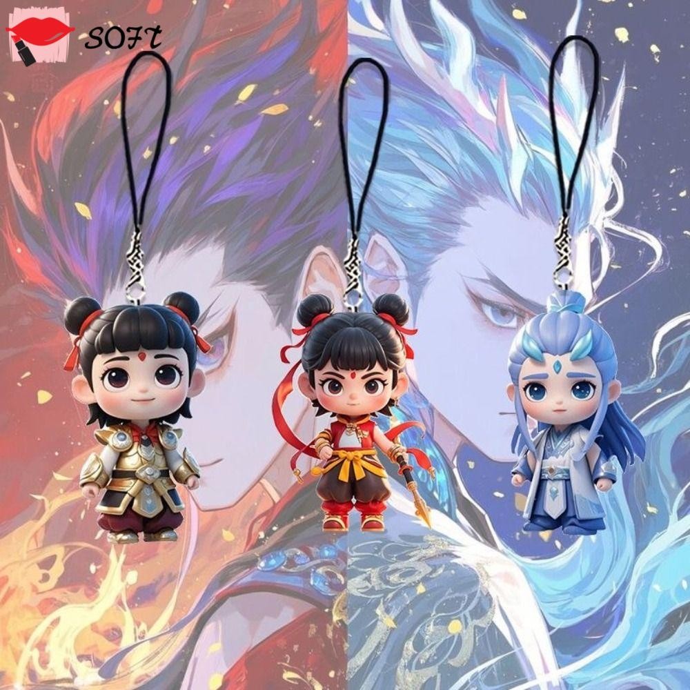 พวงกุญแจ SOFTNESS, Ao Bing Nezha 2: The Demon Childs Sea Nezha Key Chains Pendant, Funny Portable Ac