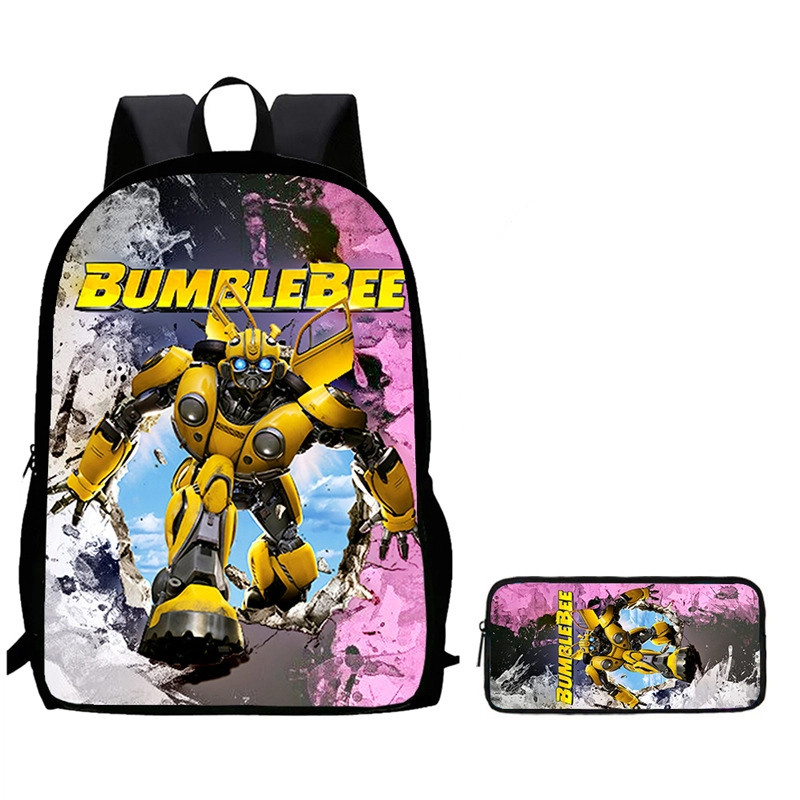 2 ชิ้น/ชุด กระเป๋านักเรียนเด็ก + กระเป๋าดินสอ Transformers 3D การ์ตูน กระเป๋าเป้สะพายหลัง น้ำหนักเบาทราบกันน้ำ Backpack