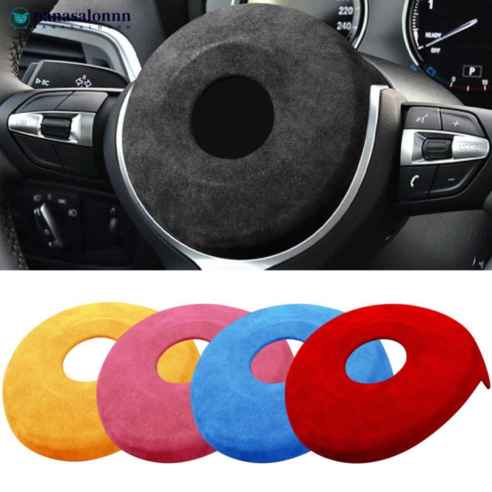 NANASALONNN พวงมาลัยรถศูนย์ถุงลมนิรภัยฝาครอบสติกเกอร์หนังนิ่มอุปกรณ์ตกแต่งภายในสําหรับ BMW F20 F22 F