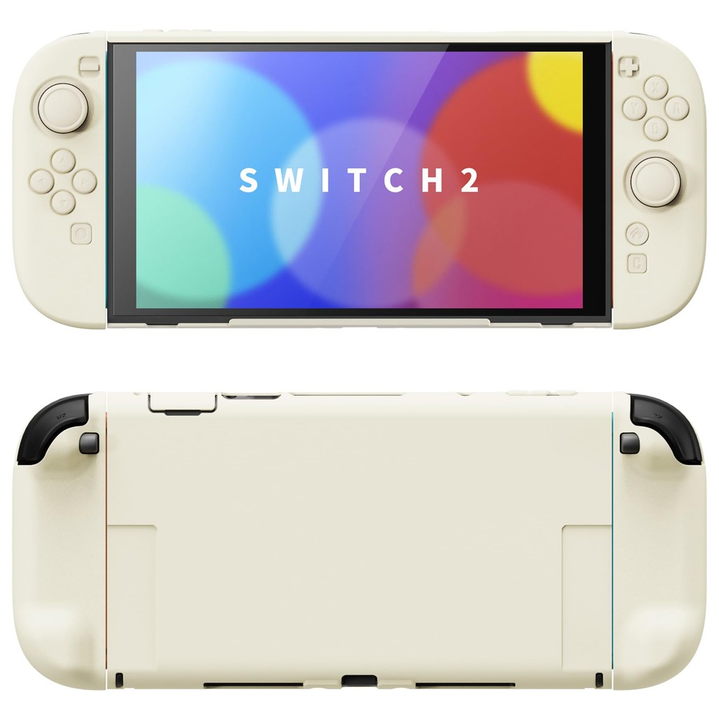 เคสแข็งสําหรับ Nintendo Switch 2 พร้อมขาตั้งพิเศษ & Thumb Grip Caps | การออกแบบแยก, ฝาครอบเปลือกเต็มตัวแบบป้องกัน Dockable, สีเหลือง
