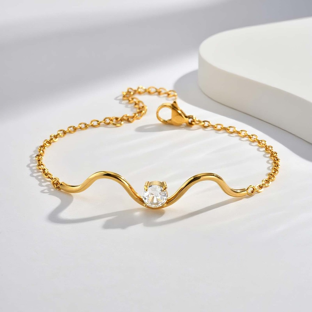 Vnox หยักรอบZircon Cubicสร้อยข้อมือชุดสร้อยคอสําหรับผู้หญิง,ทองสแตนเลสNon Tarnishชุดง่ายชายหาดเครื่องประดับฤดูร้อน - รูปที่ 3