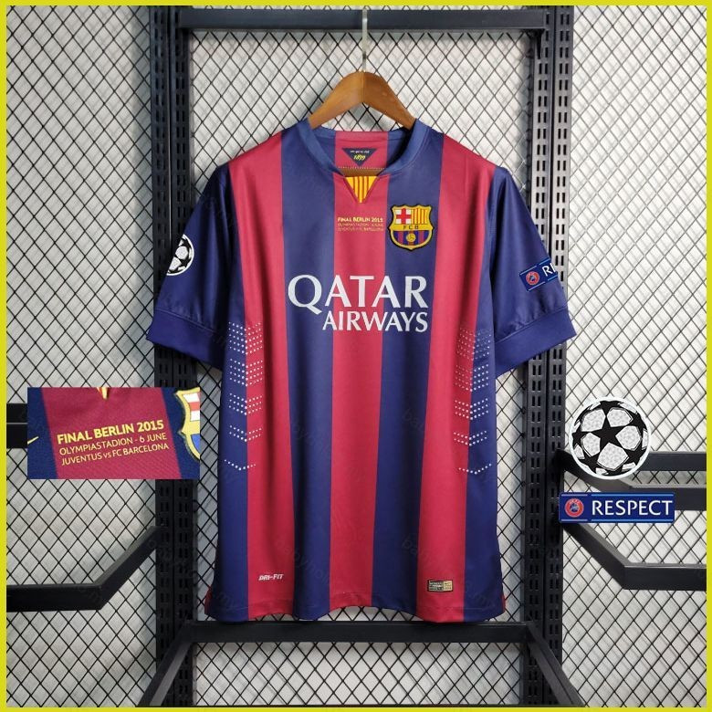 BH3 Barcelona home 2014/15 UCL รุ่นสุดท้าย SUAREZ MESSI NEYMAR JR เสื้อฟุตบอลคุณภาพสูง 100-6XLL HB3