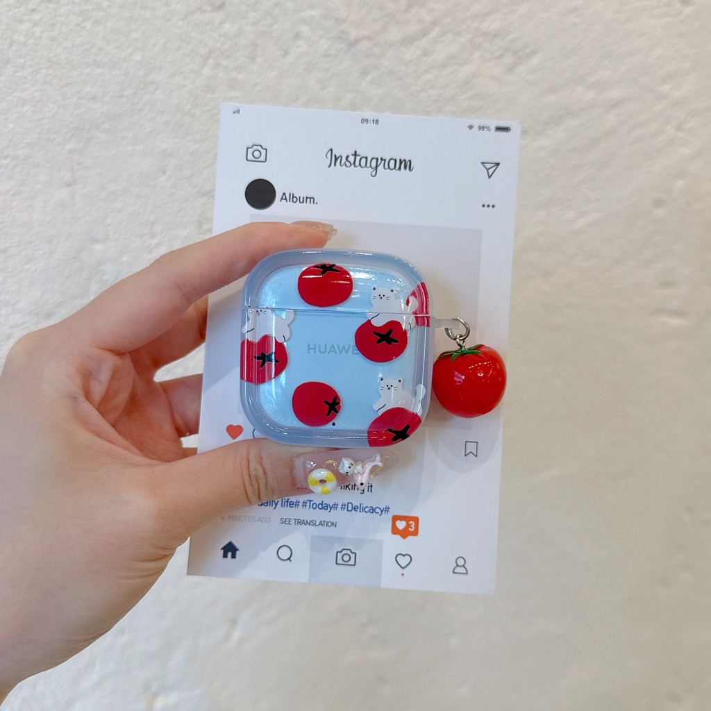 สําหรับHUAWEI FreeBuds 4 5 6i 7i SE PRO 3 2 + FreeClipป้องกันกรณีมะเขือเทศน่ารักหูฟังนุ่มTpu Cover