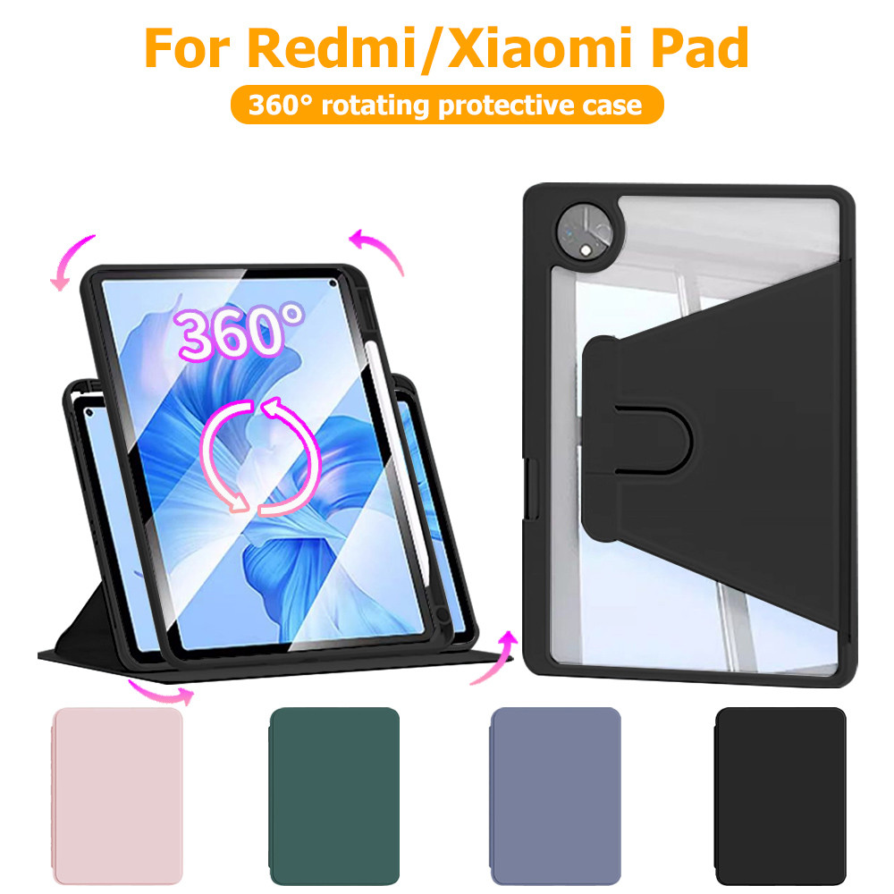 เคส ปรับองศาได้360 องศา For Xiaomi Redmi Pad 2 2025 Pad SE 8.7 11 Pad Pro 12.1 Pad 5 6 7 Pro หลังโปร่งใส มีช่องใส่ปากกา - รูปที่ 2