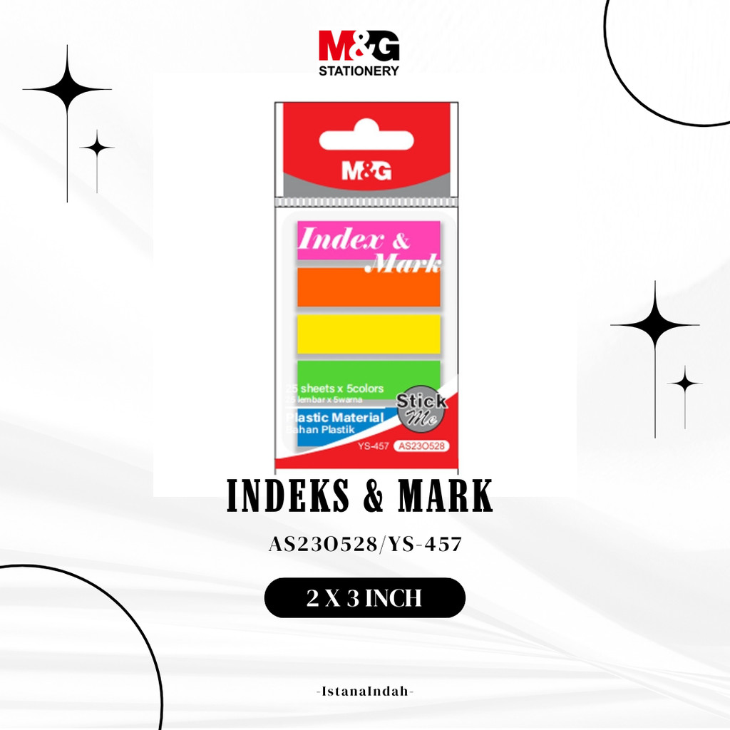 M&G PET Sticky Flag/Index AS23O528 25 แผ่น x 5 สี วัสดุ PET สี่เหลี่ยมผืนผ้า 2x3 นิ้ว